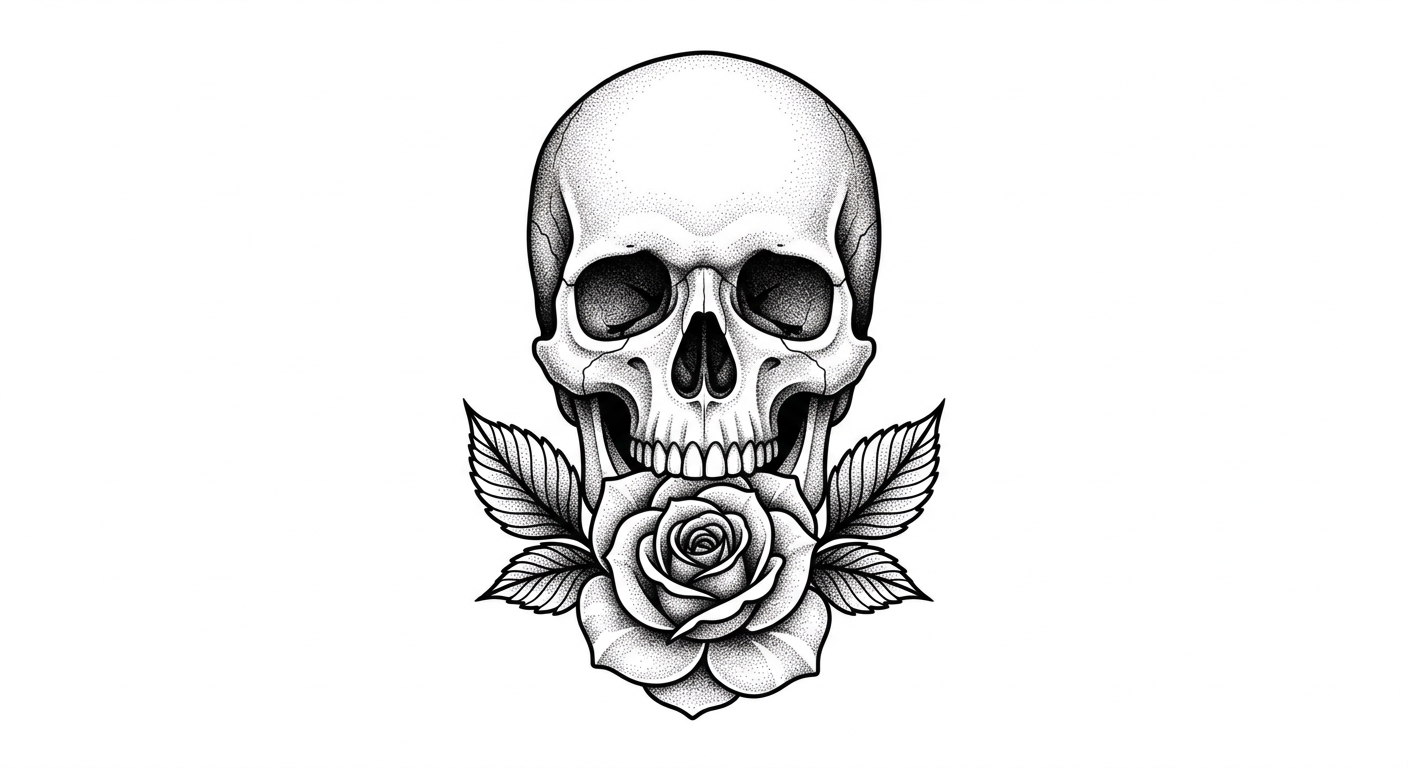 A softer skull and rose